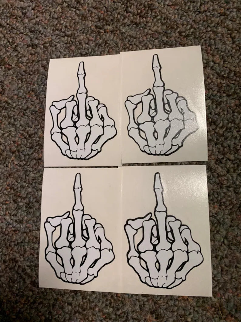 Middle Finger Skull Sticker Decal